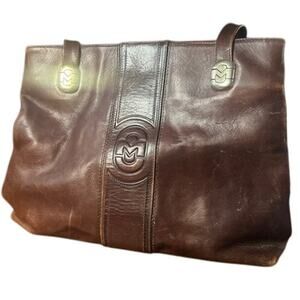 VTG Marino Orlandi Distressed Brown Leather Shoulder / Hand Bag Made in Italy